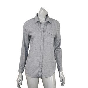 AYR Women's Brushed flannel Button up Shirt in Heather Gray Size Small
